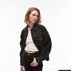 Topshop moto washed black denim jacket